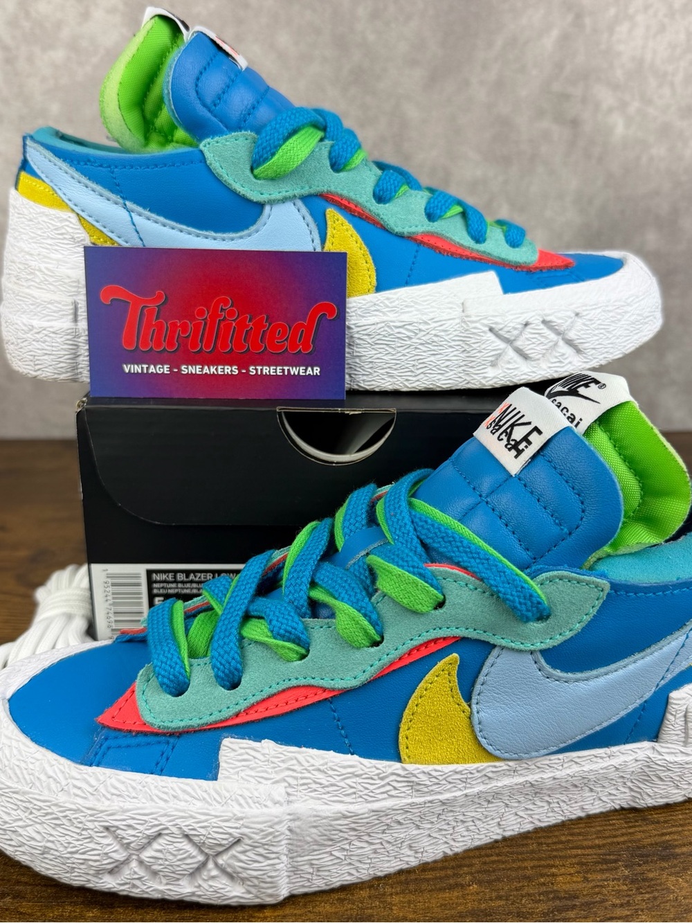 Nike Blazer Low sacai KAWS Neptune Blue Size 5 / 6.5W DM7901-400 Mens Shoes Rare